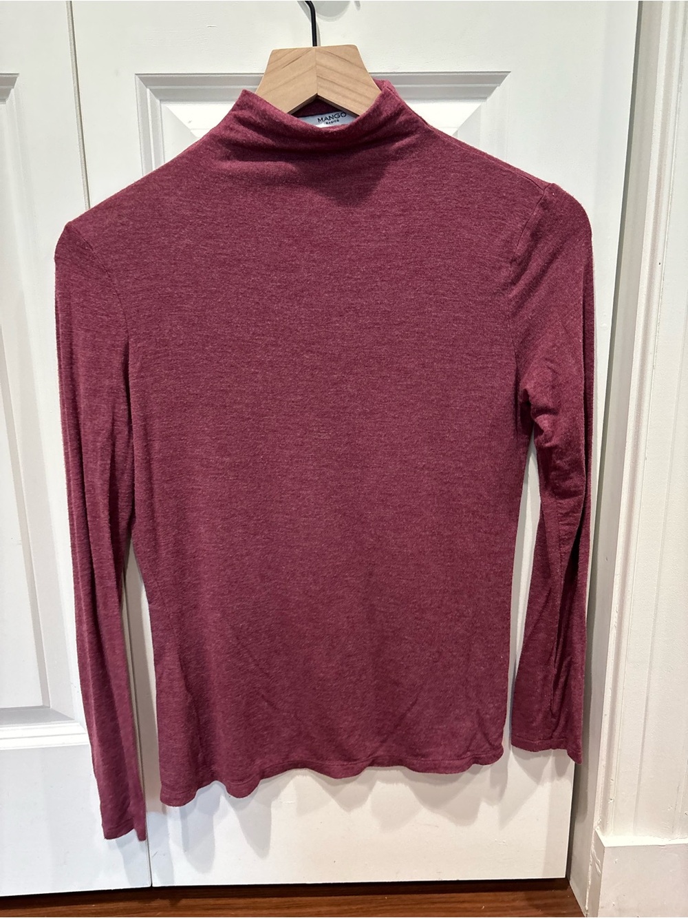 Women's Long Sleeve Mock Neck Top - Wine